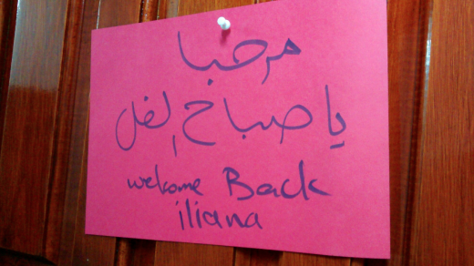 Welcome back Iliana sign